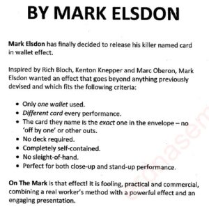 Mark Elsdon – On the mark (Book only, no video, no gimmick included)